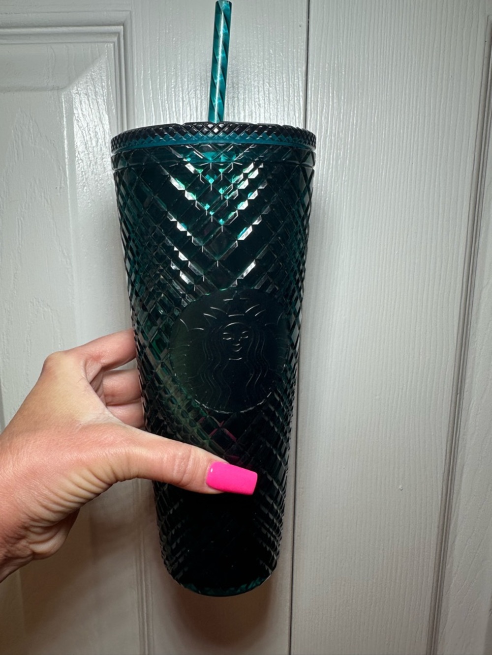 Starbucks green textured Cup with Straw